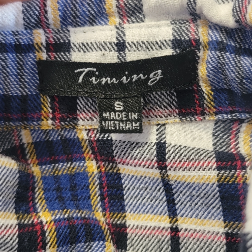 Y2K 100% Cotton Plaid Button Front Long Sleeve Flannel Shirt Women's S - Picture 7 of 11